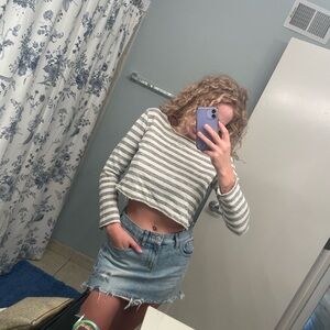 Striped Gray and White Women's Top